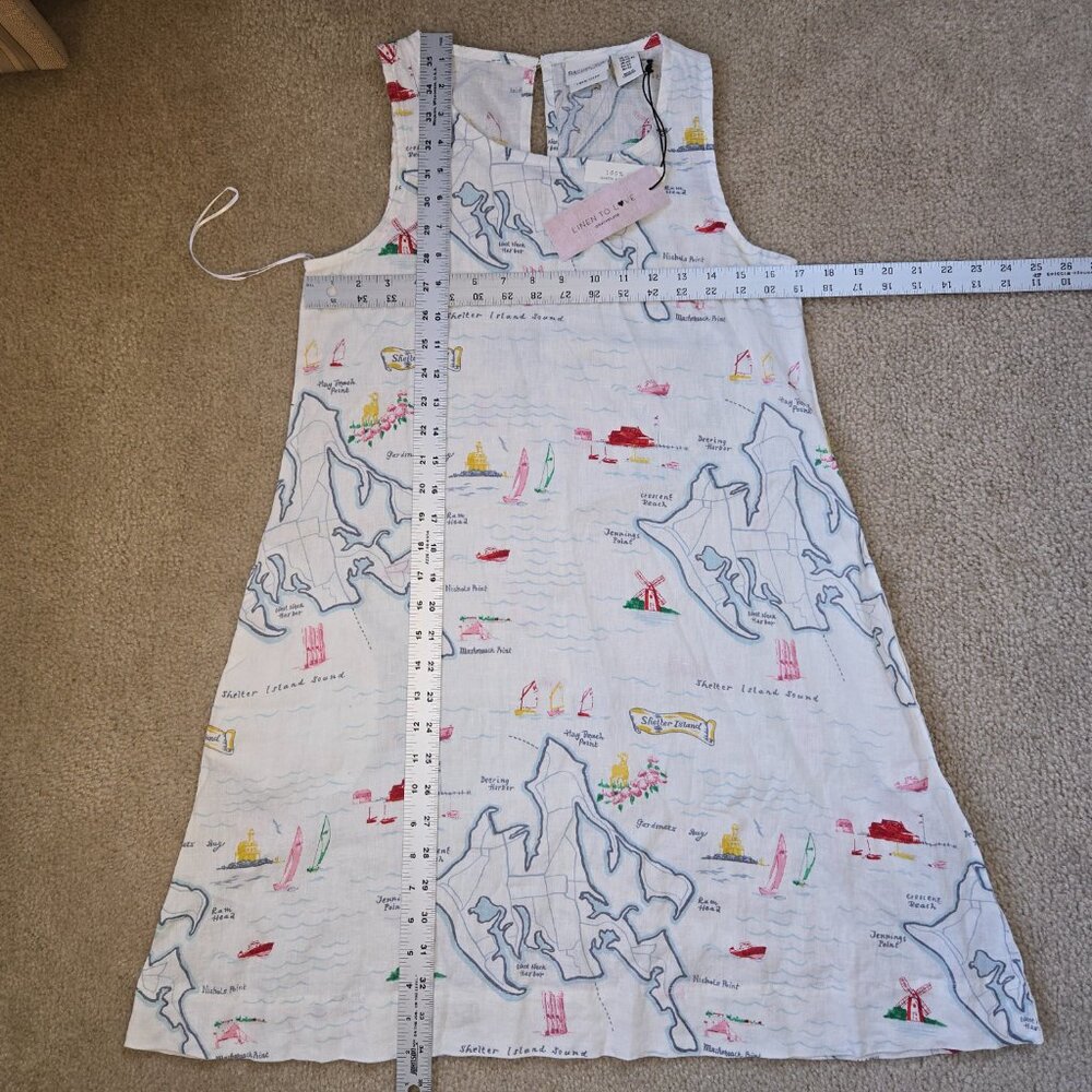 NWT Shelter Island Map Linen Dress Hamptons Long Island NY - Picture 7 of 10